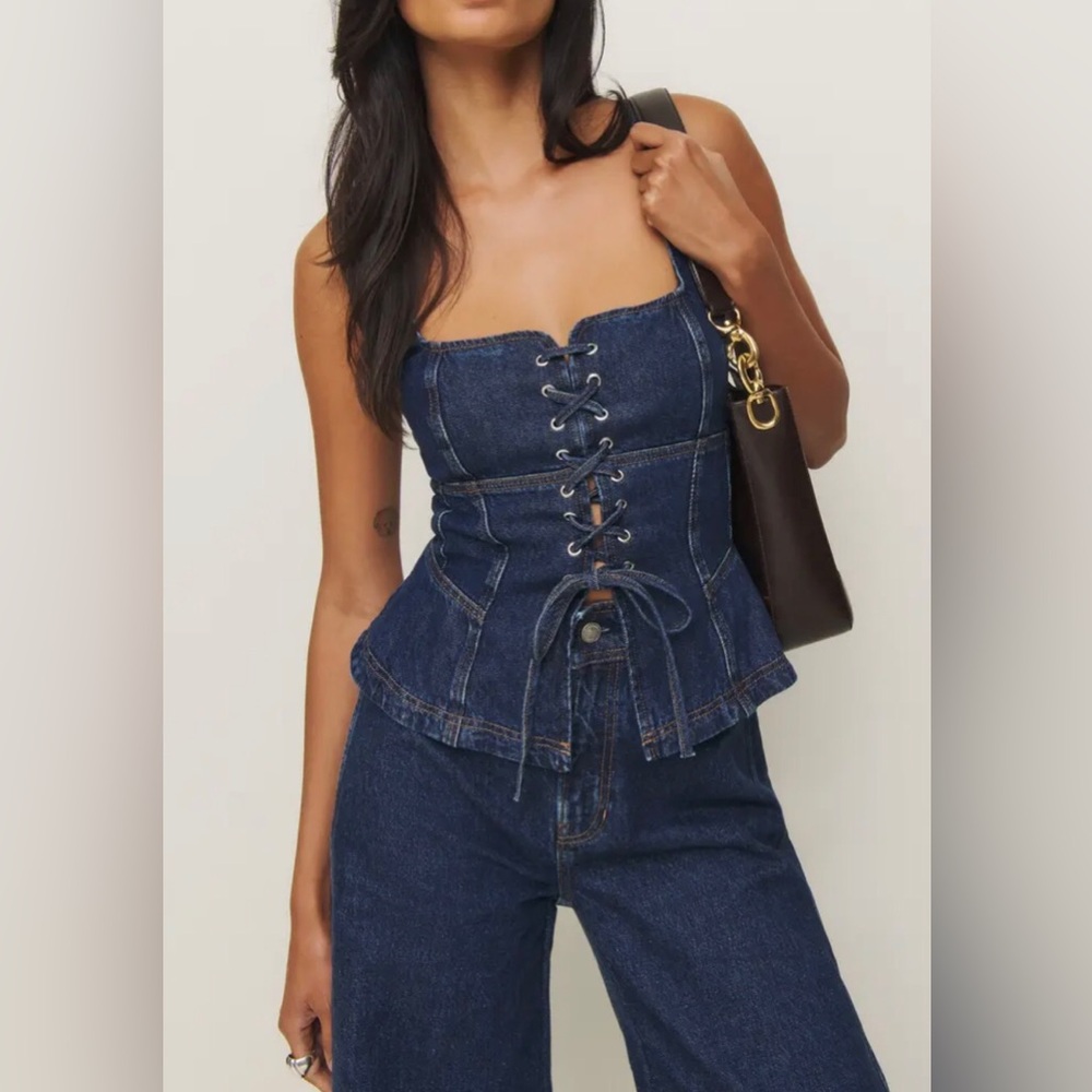 NWT Reformation Dallas Denim Corset
